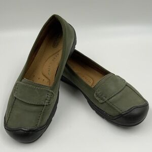 Keen Presidio II Olive Green Leather Loafers Slip On Shoes Womens 7 1008135